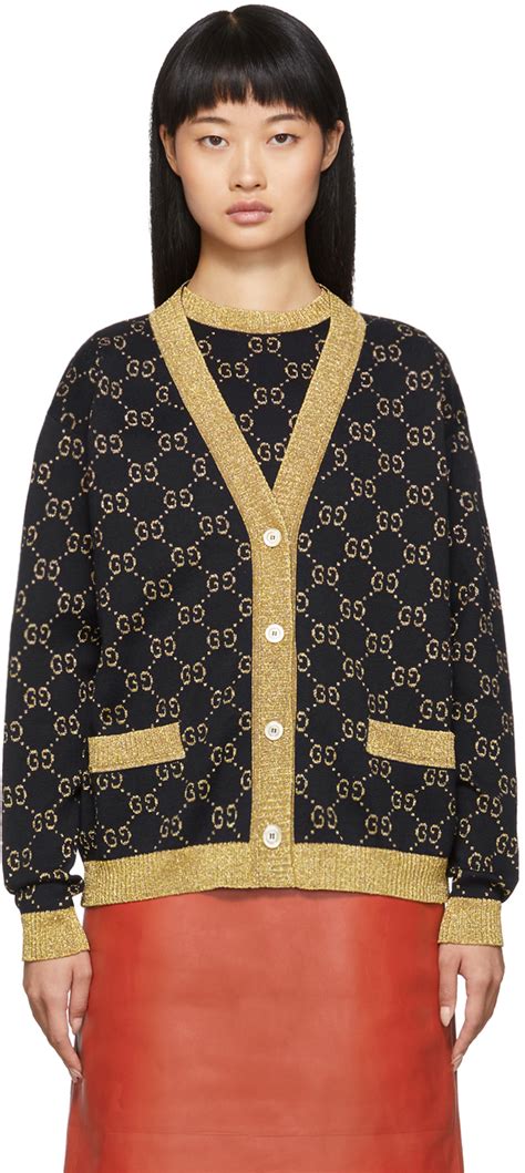 Gucci: Black & Gold Lurex GG Sweater 